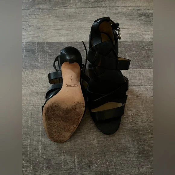 Coach Black Leather Heels - Picture 2 of 4